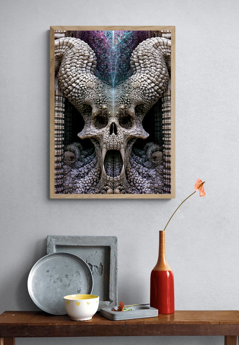 Cosmic Skull Portal Illustration Poster. — room view 3