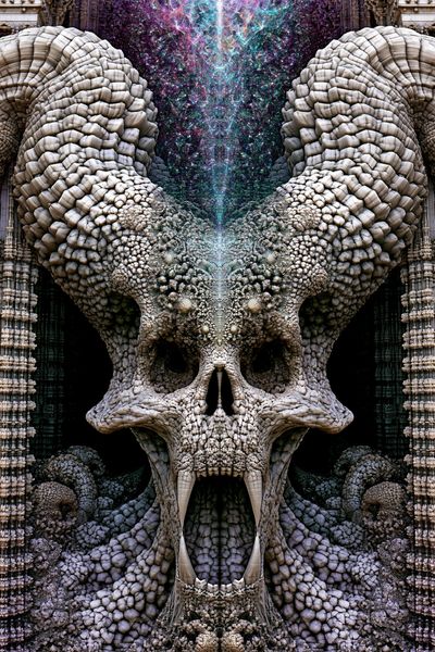 Cosmic Skull Portal Illustration Poster.