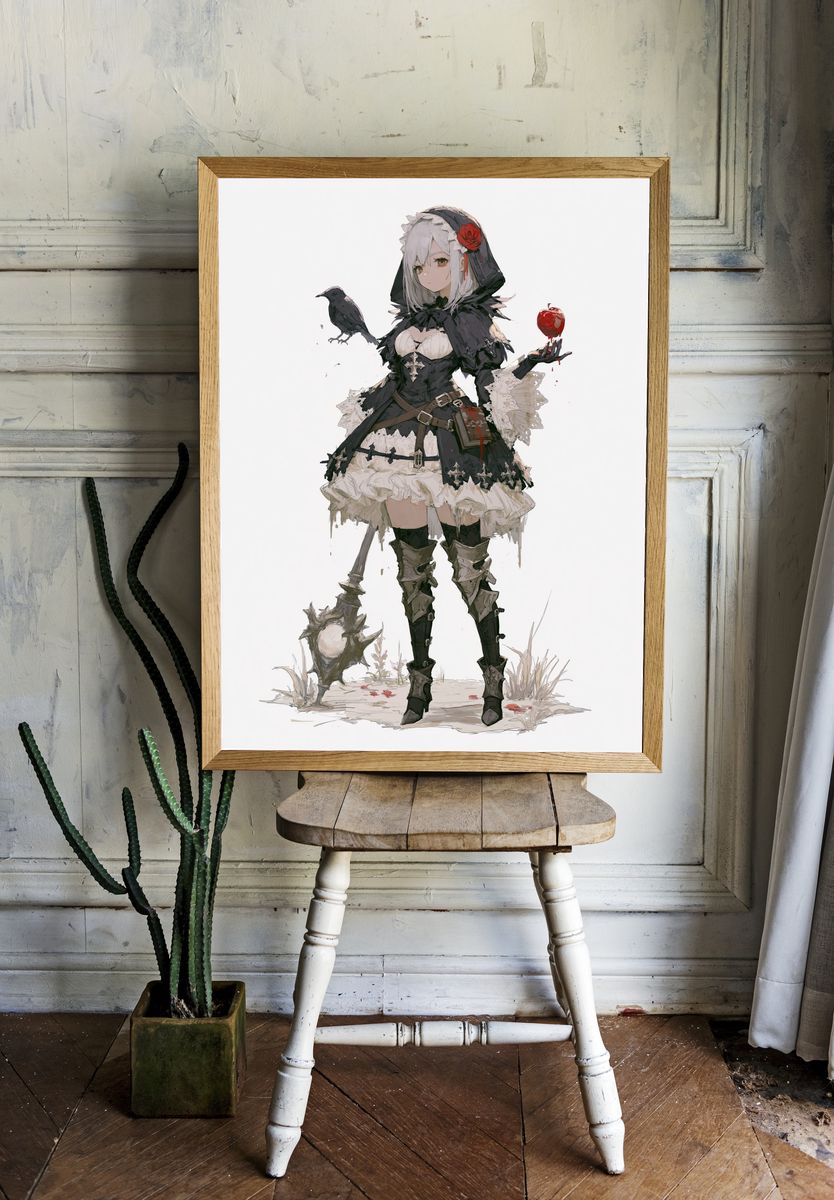 Gothic Anime Girl Illustration Poster. room preview