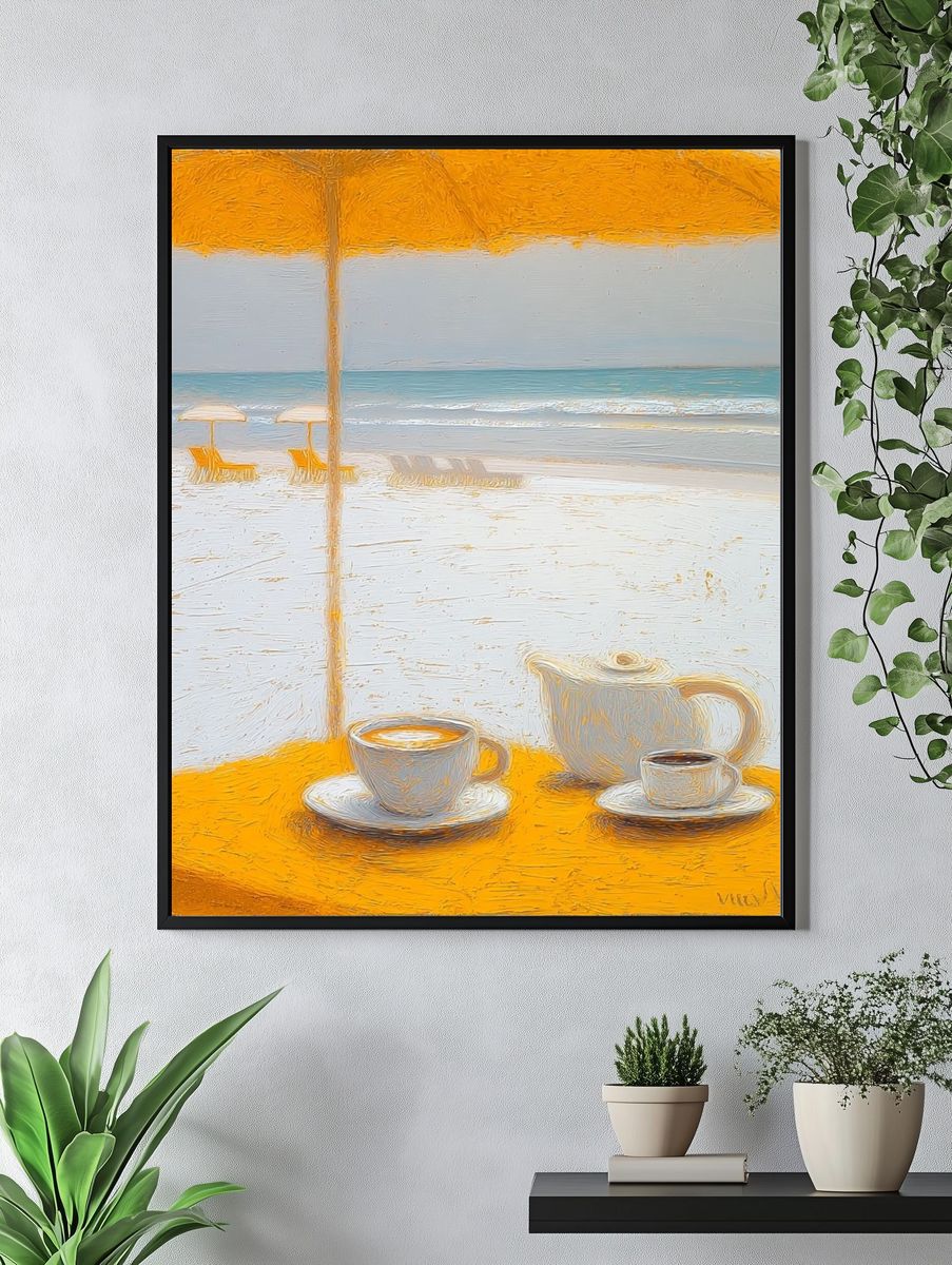 Seaside Coffee Still Life Print. — room view 4