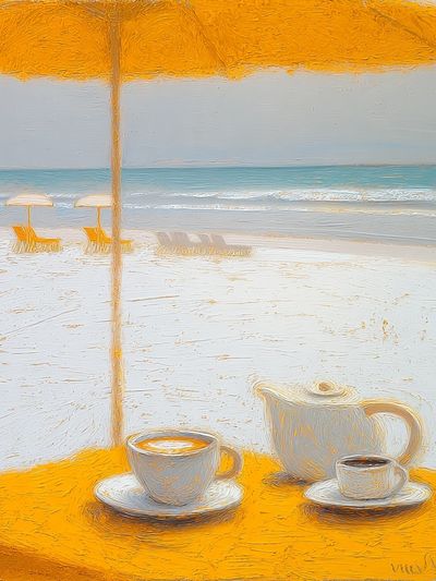 Seaside Coffee Still Life Print. poster print