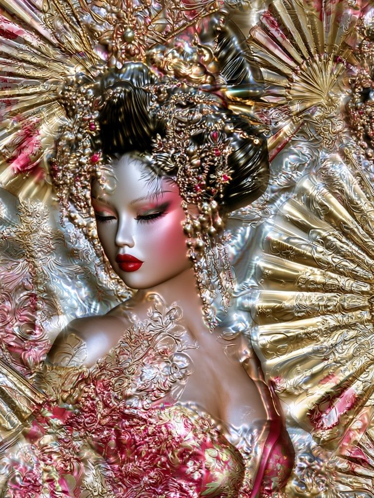Gilded Geisha Portrait Print. poster detail