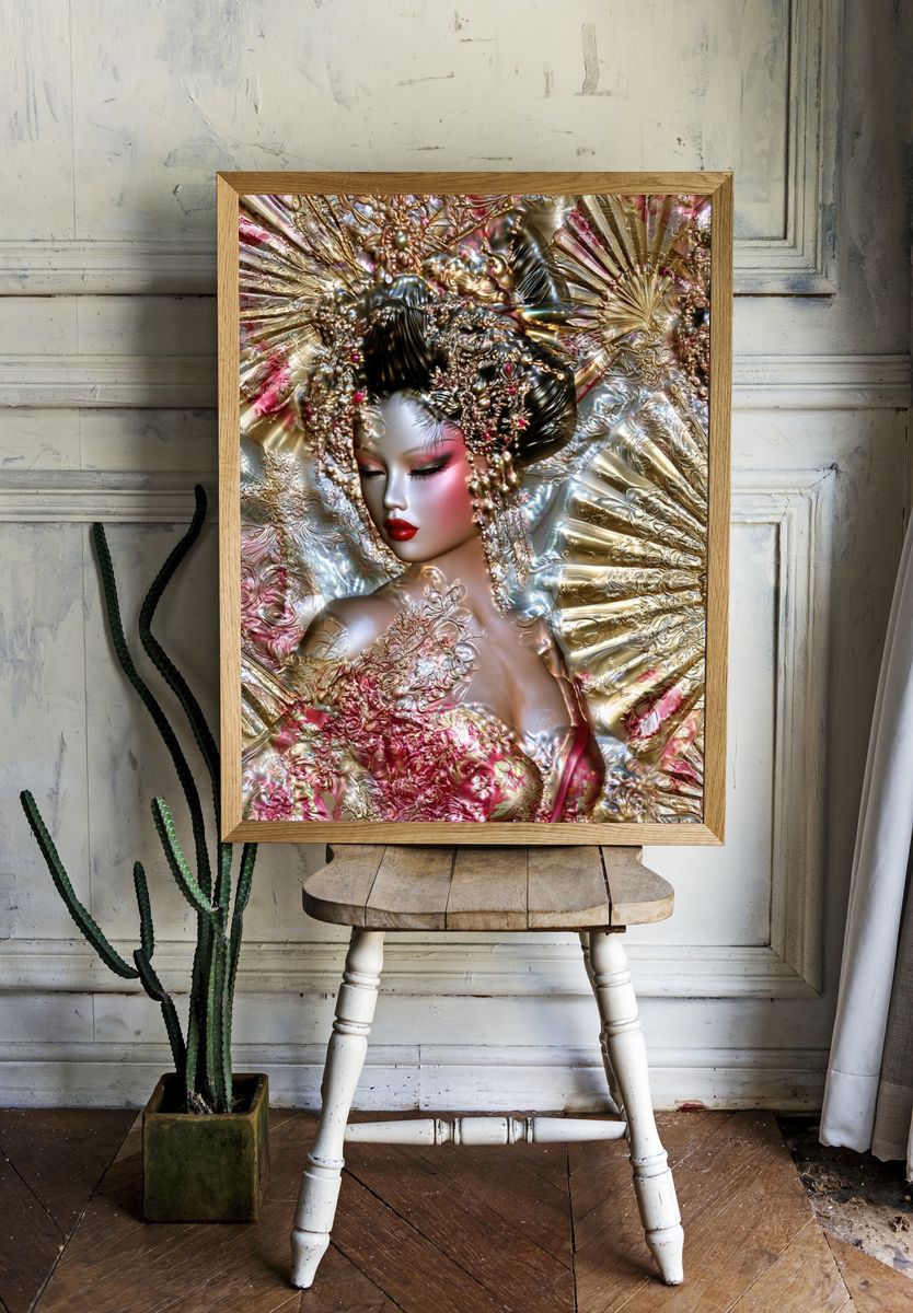 Gilded Geisha Portrait Print. — room view 1