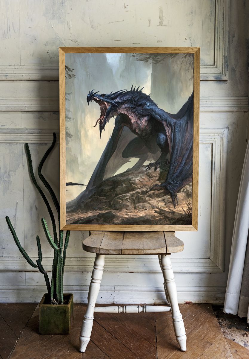 Dark Dragon Forest Illustration Poster. room preview