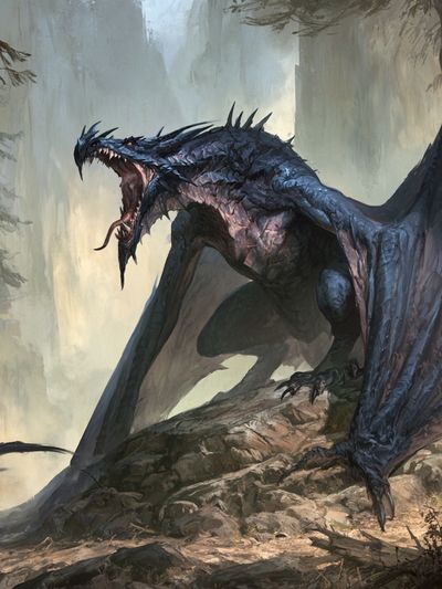 Dark Dragon Forest Illustration Poster.