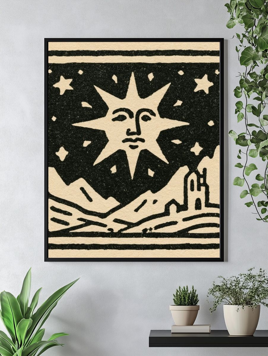 Sun and Landscape Illustration Poster. — room view 4