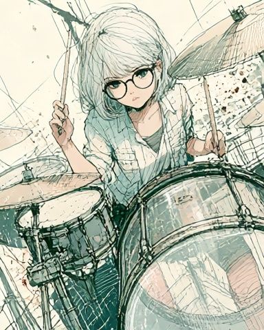 Drummer Girl Digital Art Poster. poster — illustration art