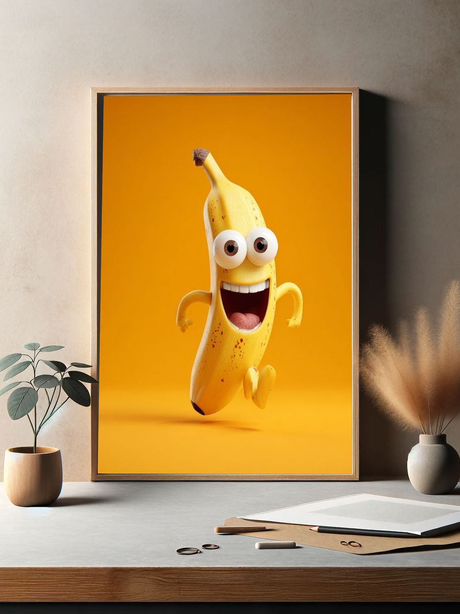 Happy Banana Cartoon Print. — room view 2