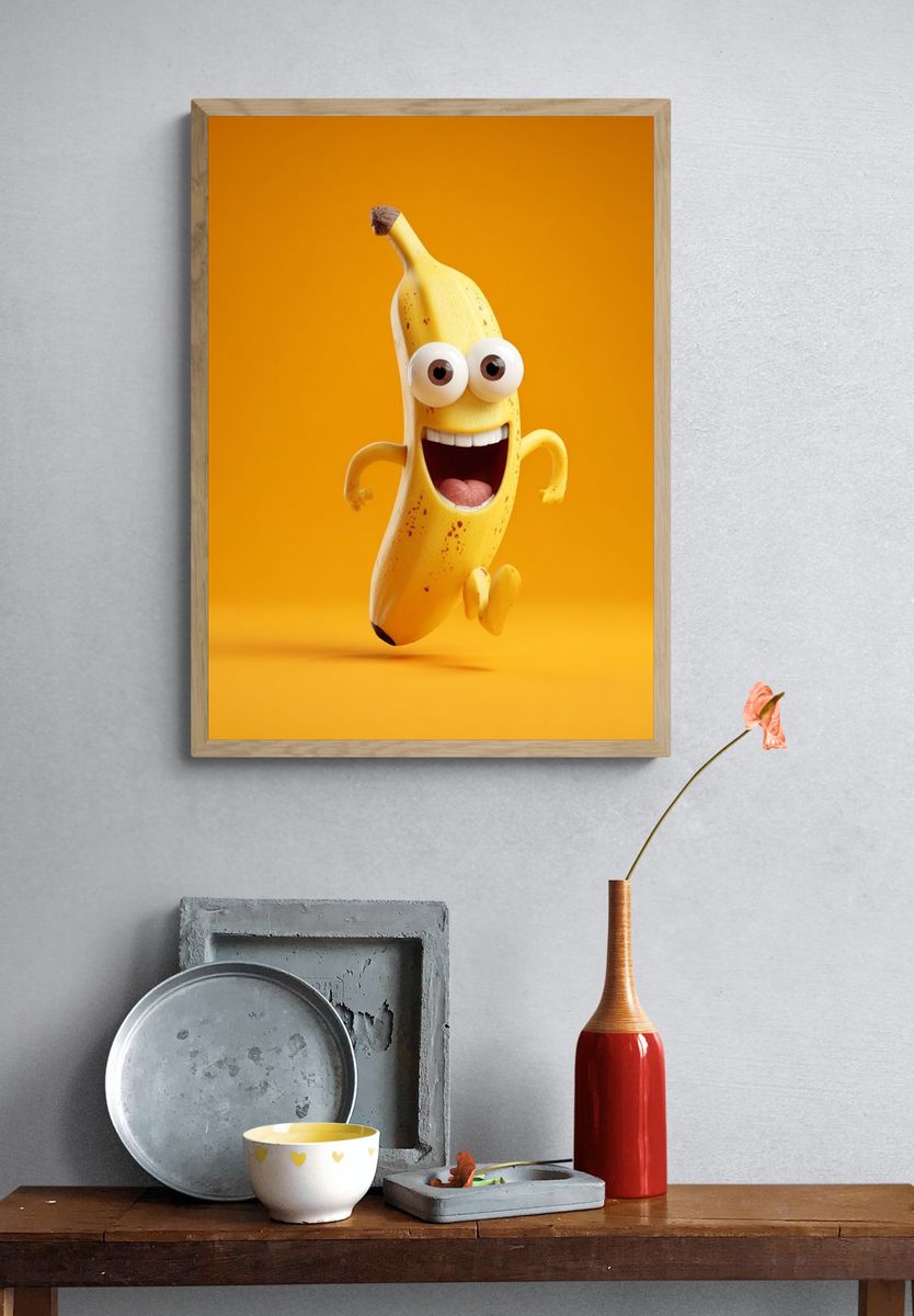 Happy Banana Cartoon Print. — room view 3