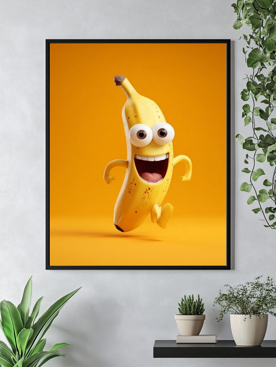 Happy Banana Cartoon Print. — room view 4