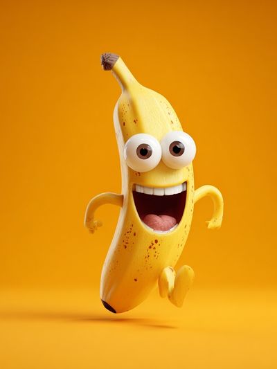 Happy Banana Cartoon Print.