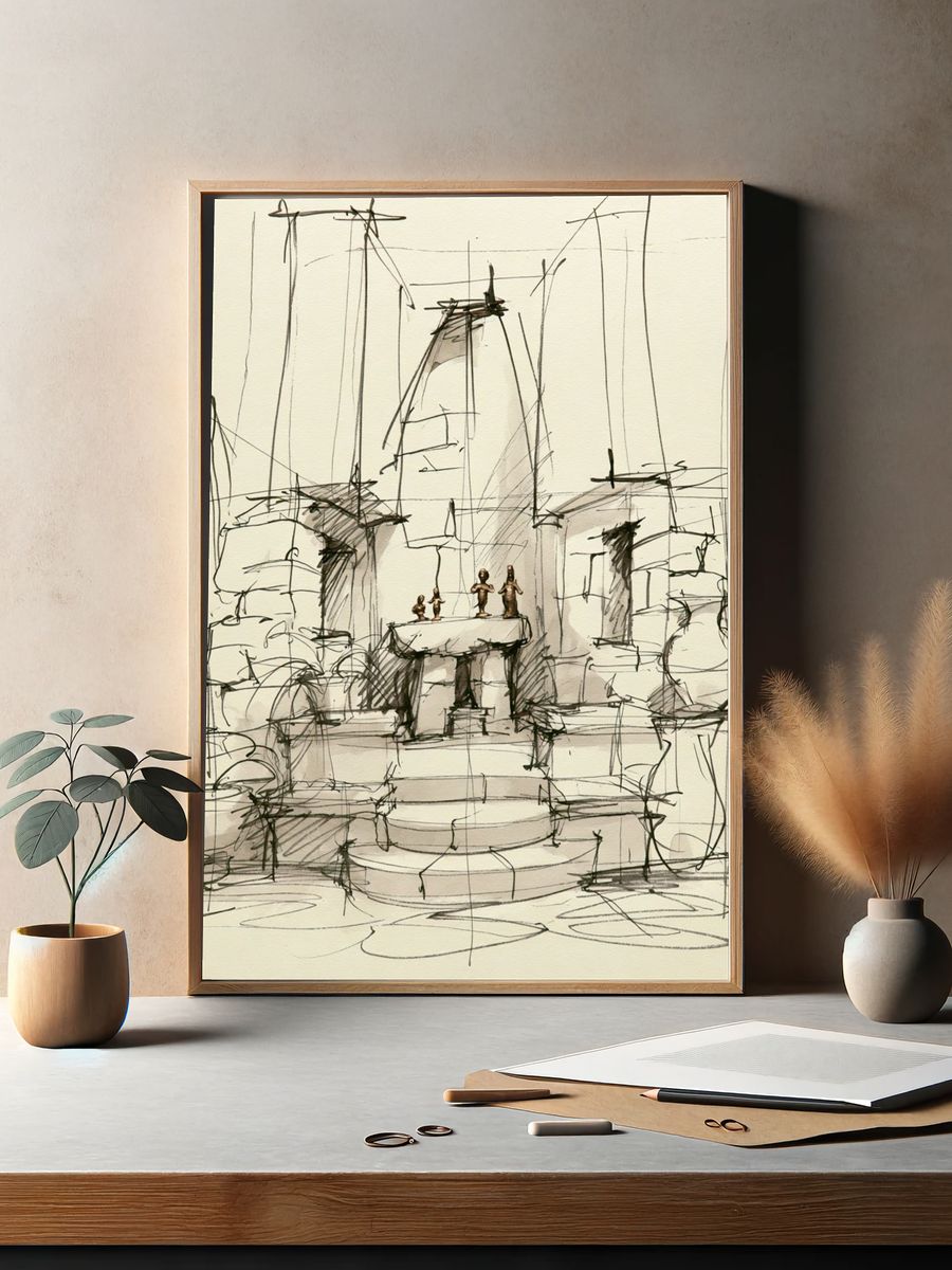 Architectural Sketch Study Poster. — room view 2