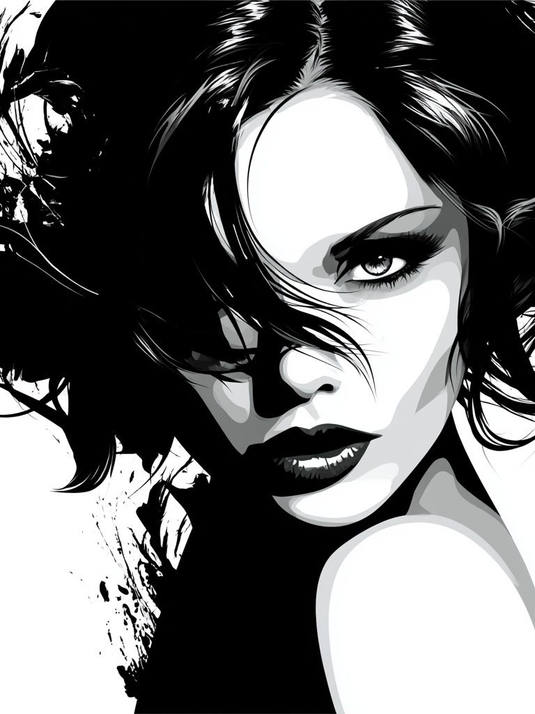Monochrome Femme Portrait Poster. poster — illustration art