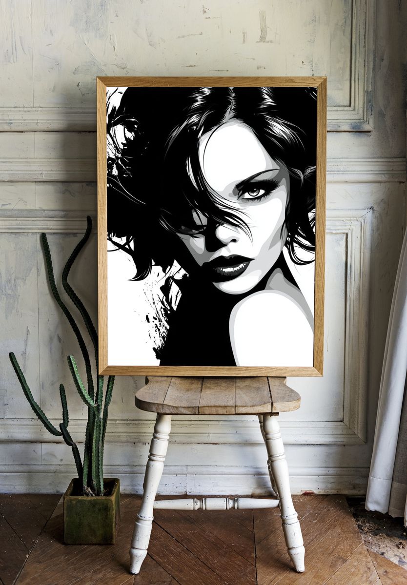 Monochrome Femme Portrait Poster. room preview