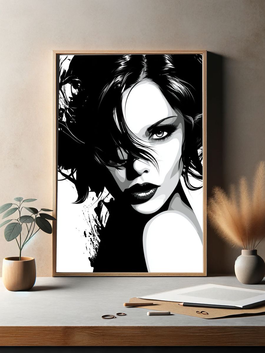 Monochrome Femme Portrait Poster. — room view 2