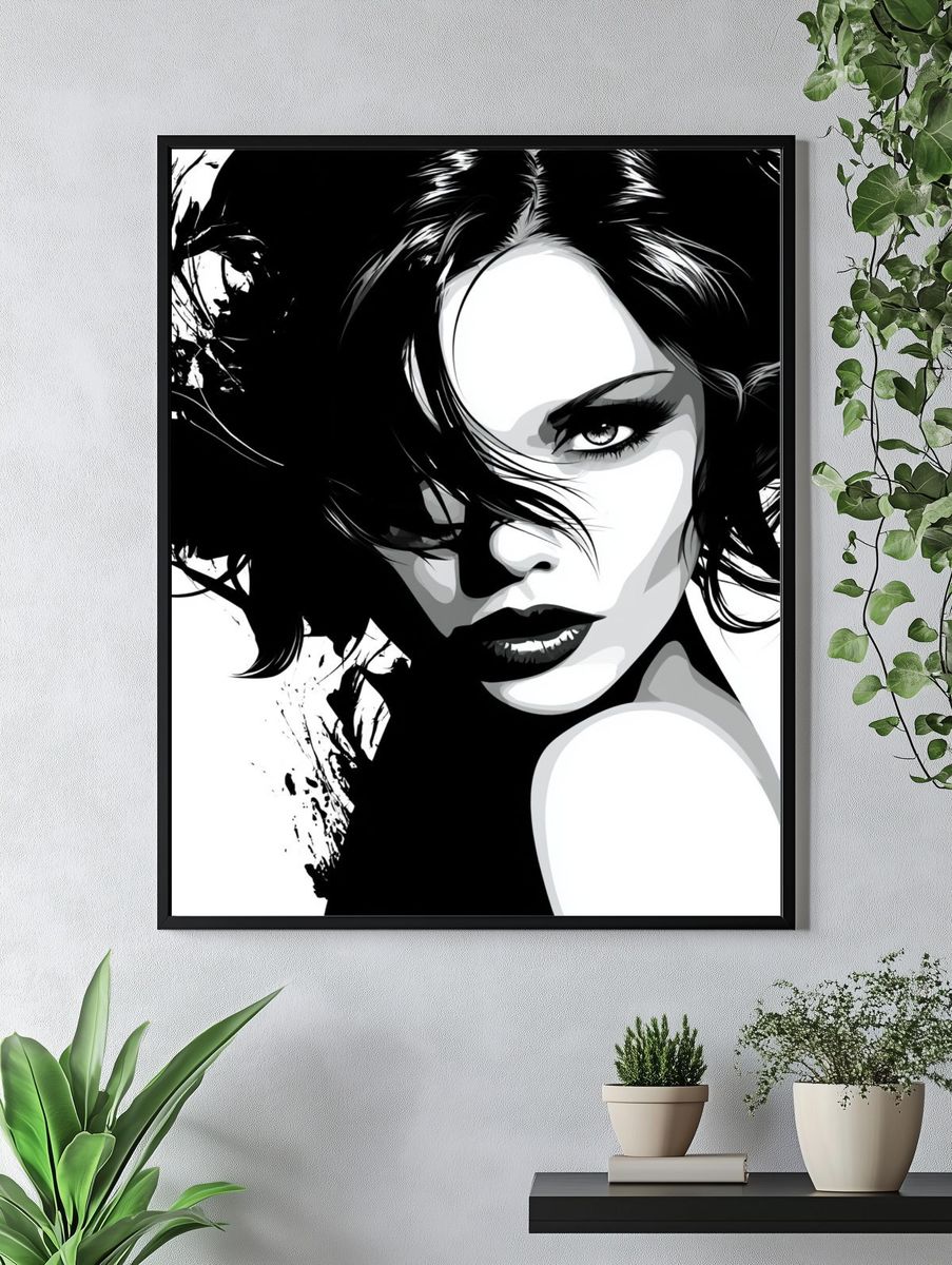 Monochrome Femme Portrait Poster. — room view 4
