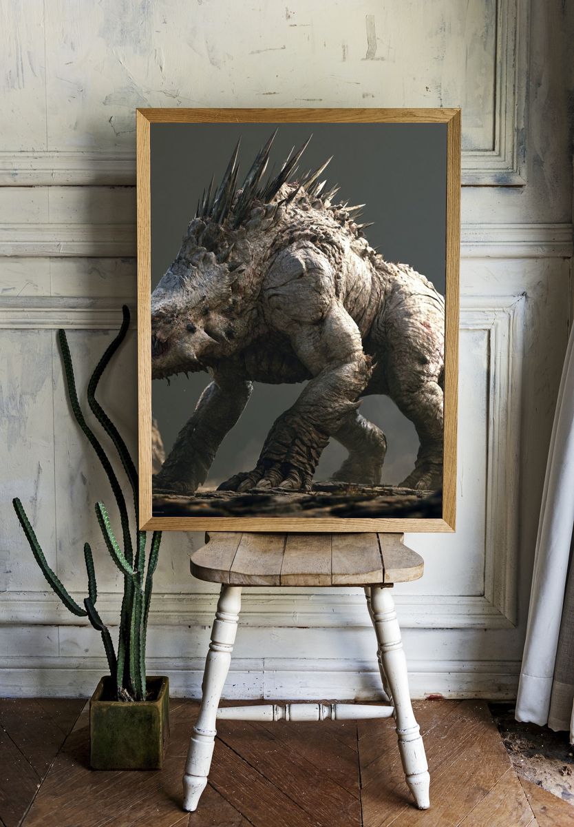 Spiked Monster Creature Illustration Poster. room preview