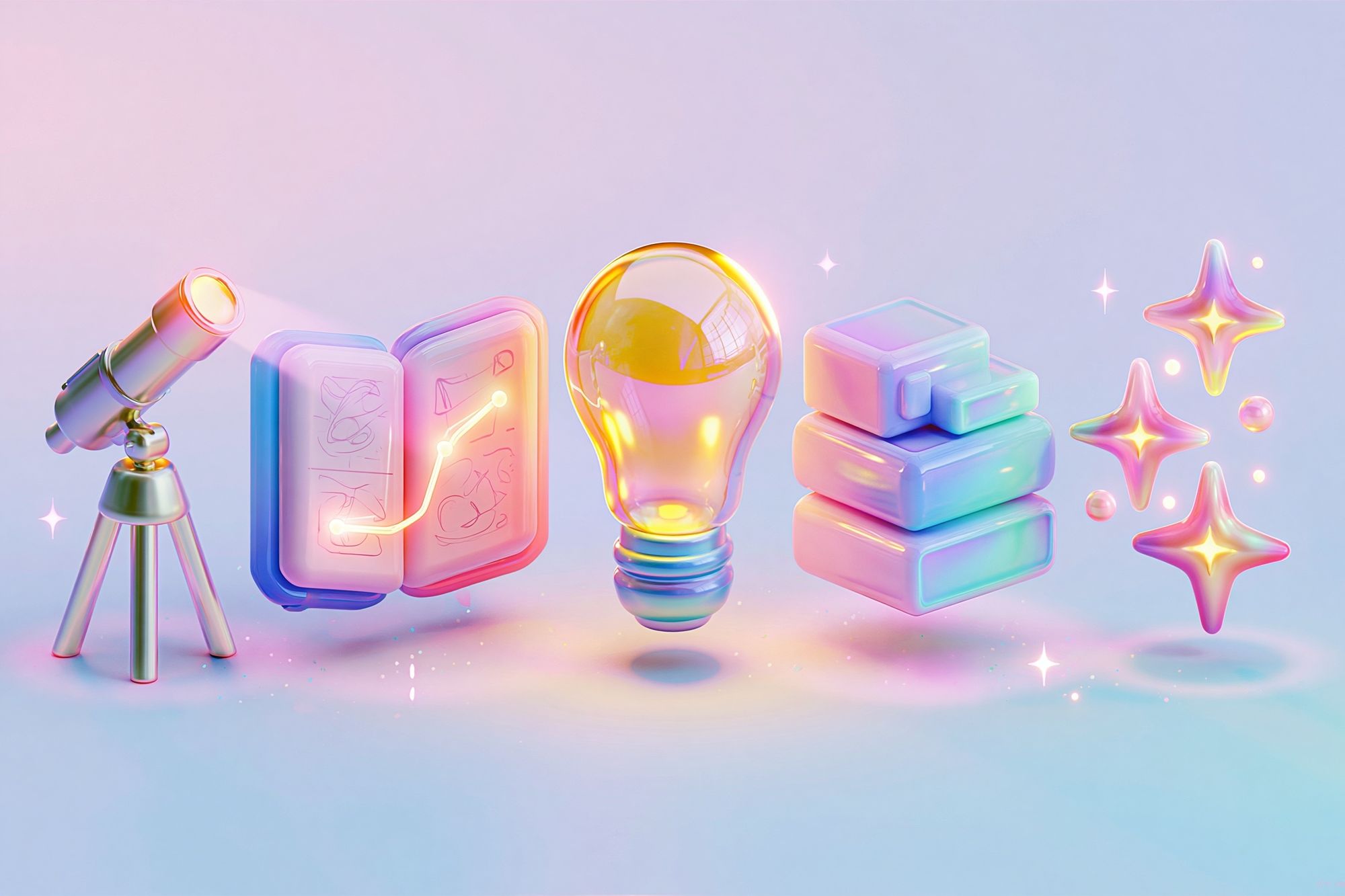 Pastel Idea Icons Illustration Poster. poster — illustration art