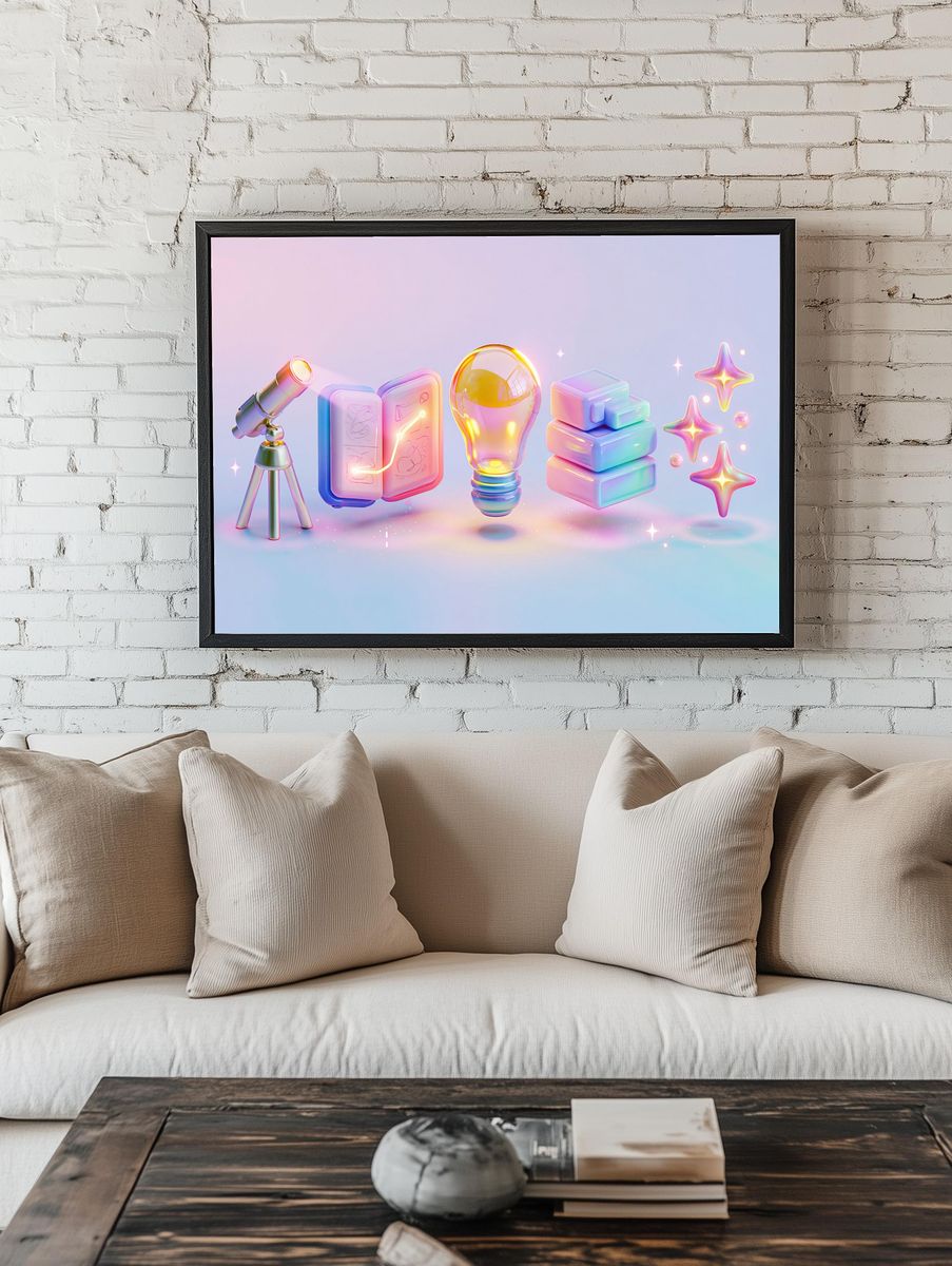 Pastel Idea Icons Illustration Poster. — room view 1