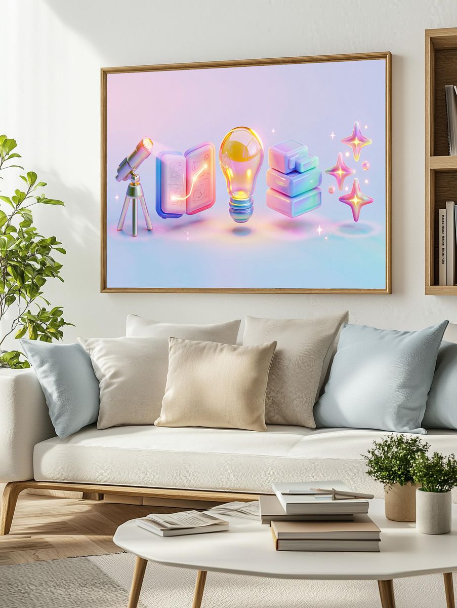 Pastel Idea Icons Illustration Poster. — room view 2