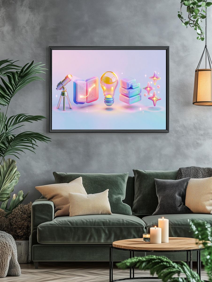 Pastel Idea Icons Illustration Poster. — room view 4