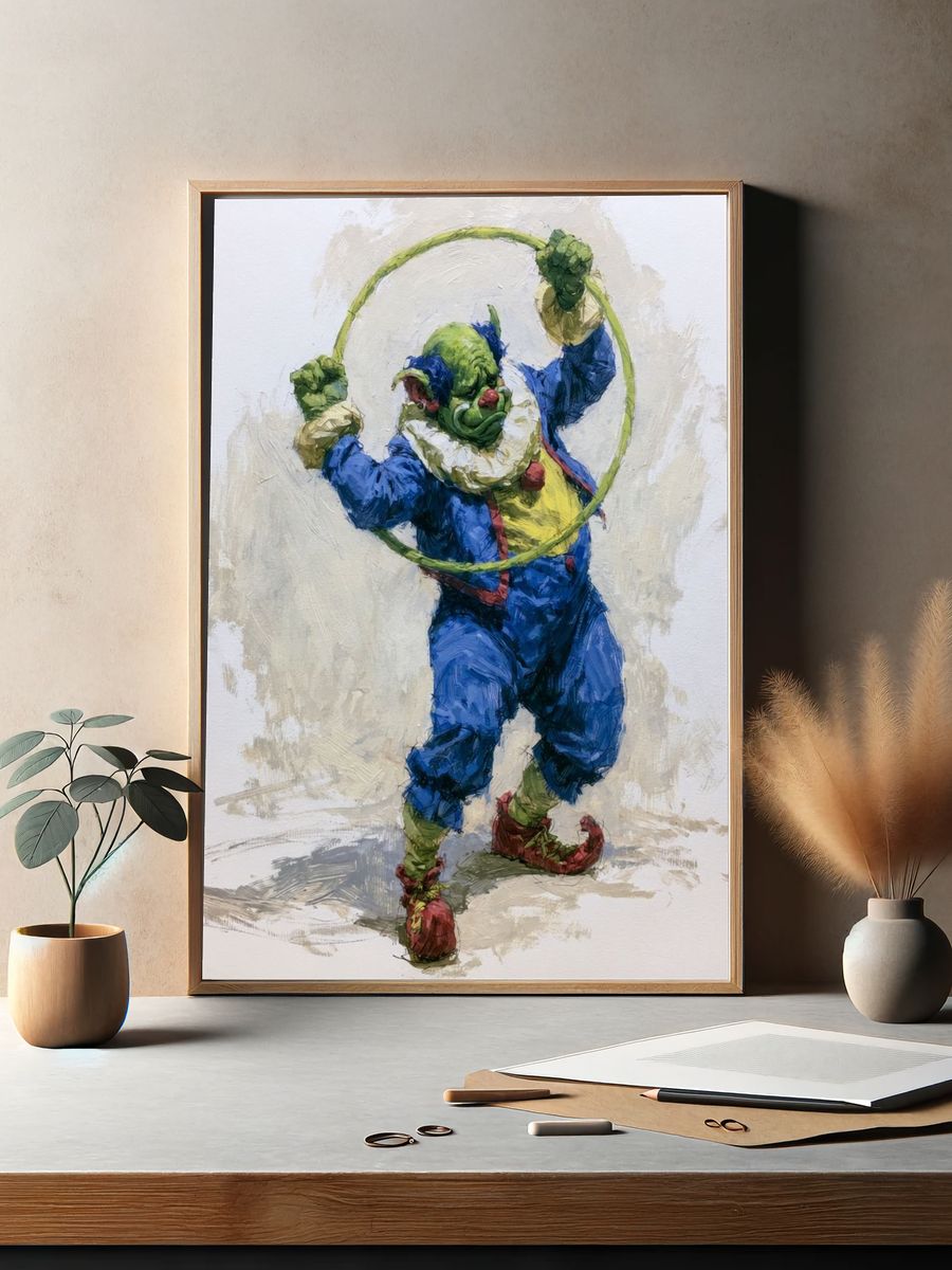 Harlequin Clown Illustration Poster. — room view 2