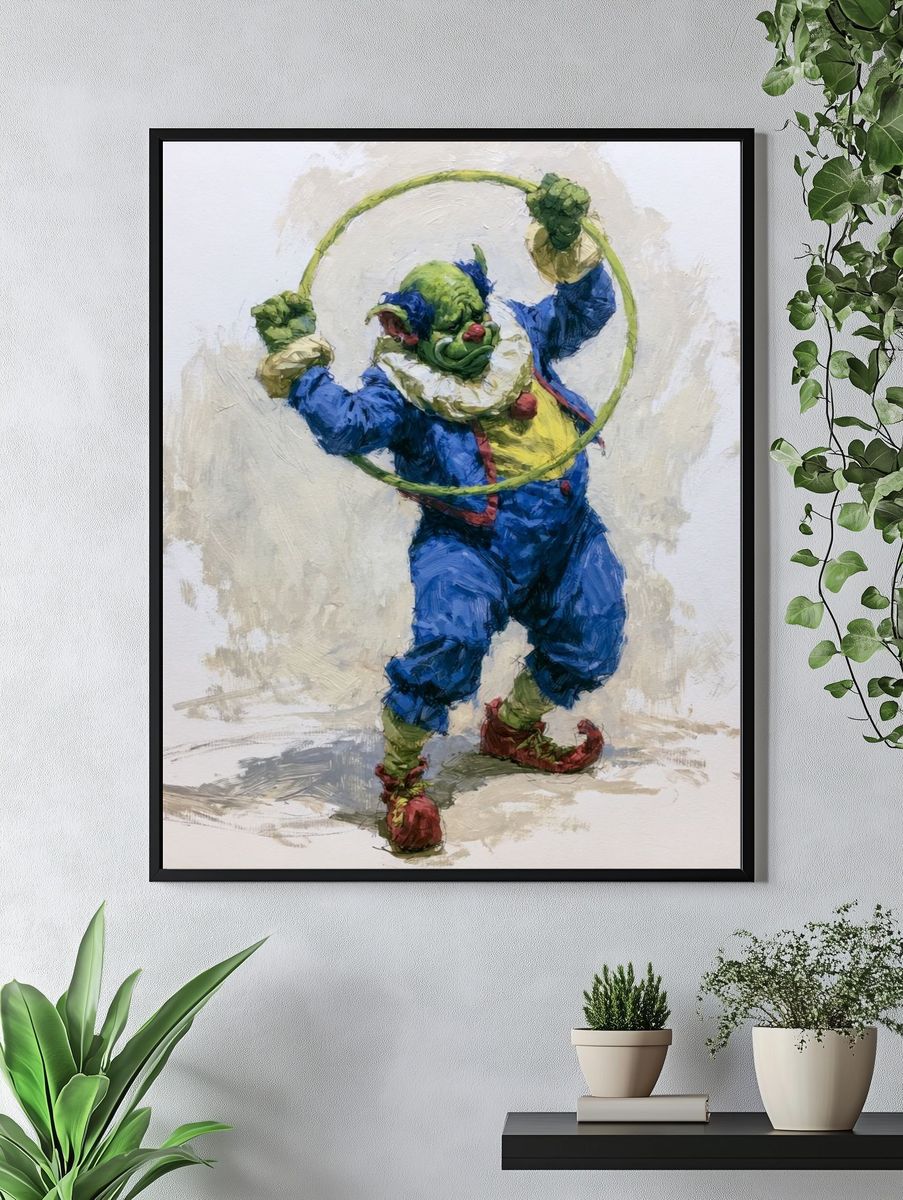 Harlequin Clown Illustration Poster. — room view 4