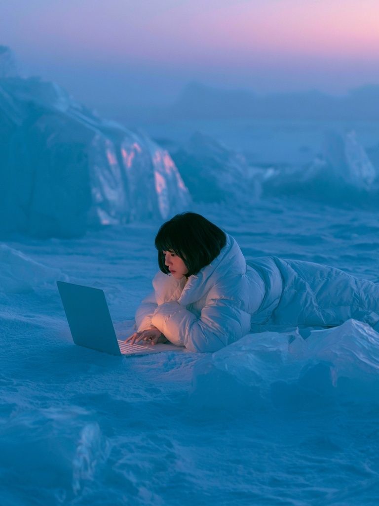 Dreamy Ice Laptop Scene Print. poster detail