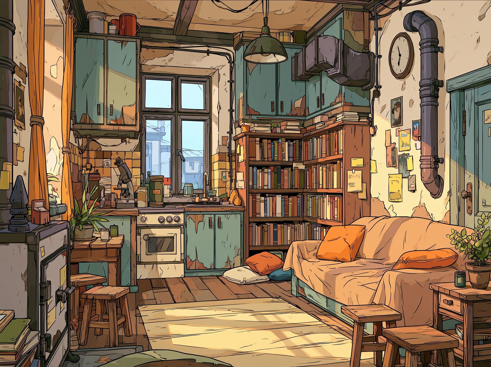 Cozy Apartment Interior Illustration Poster. poster — illustration art