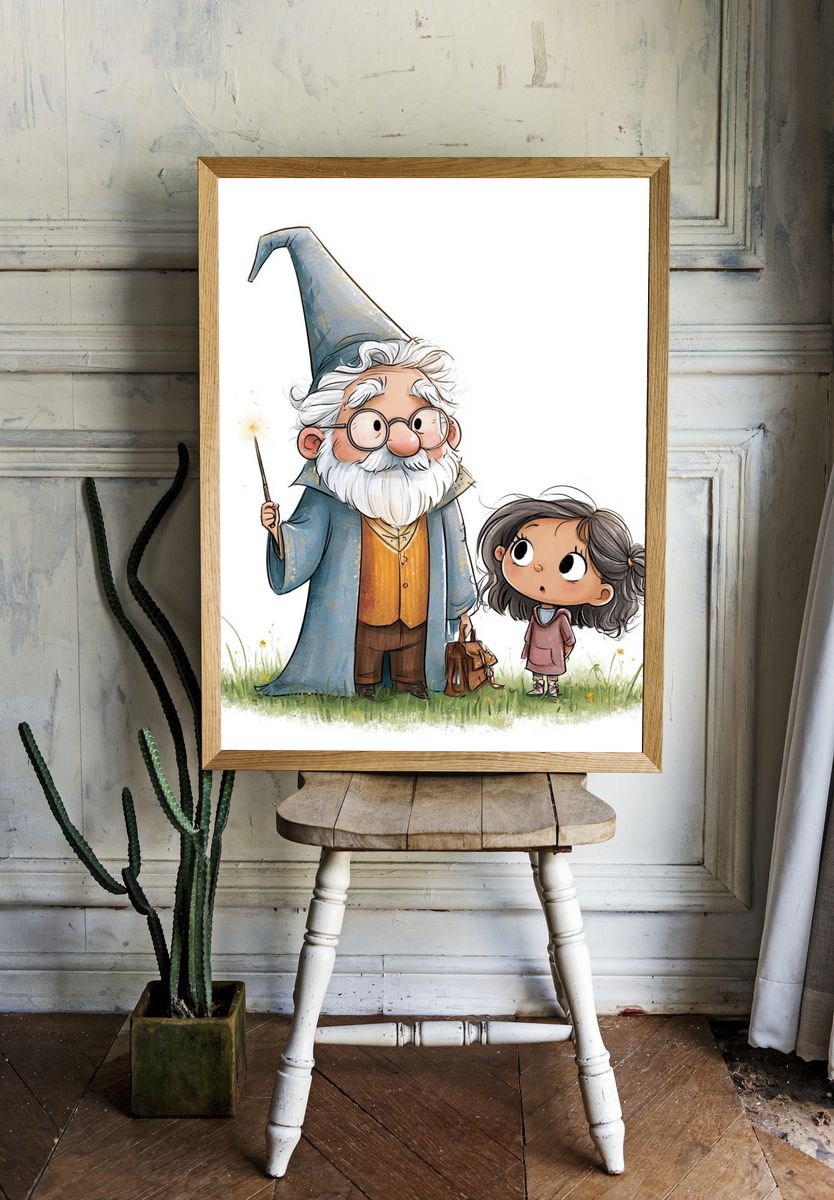 Wizard and Girl Illustration Poster. room preview
