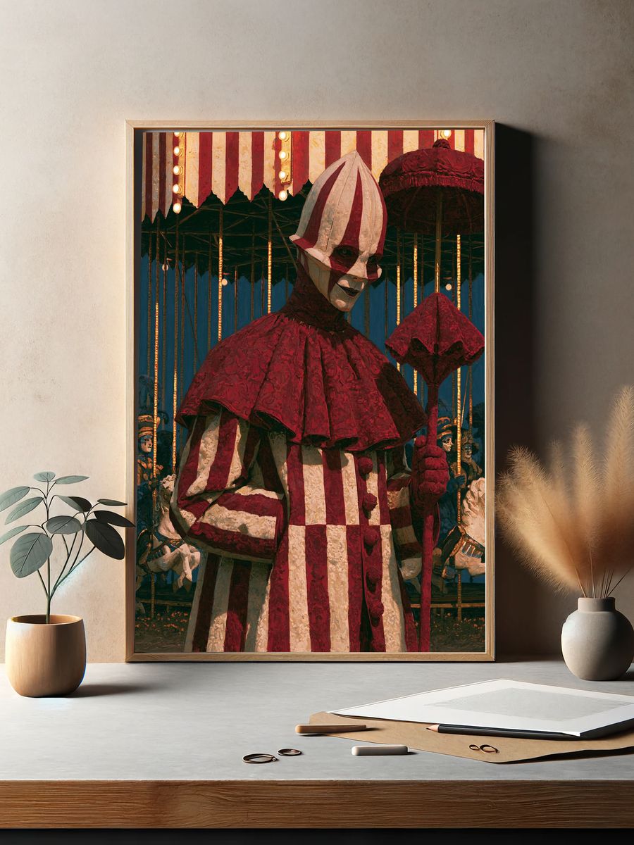 Creepy Carnival Clown Illustration Poster. — room view 2