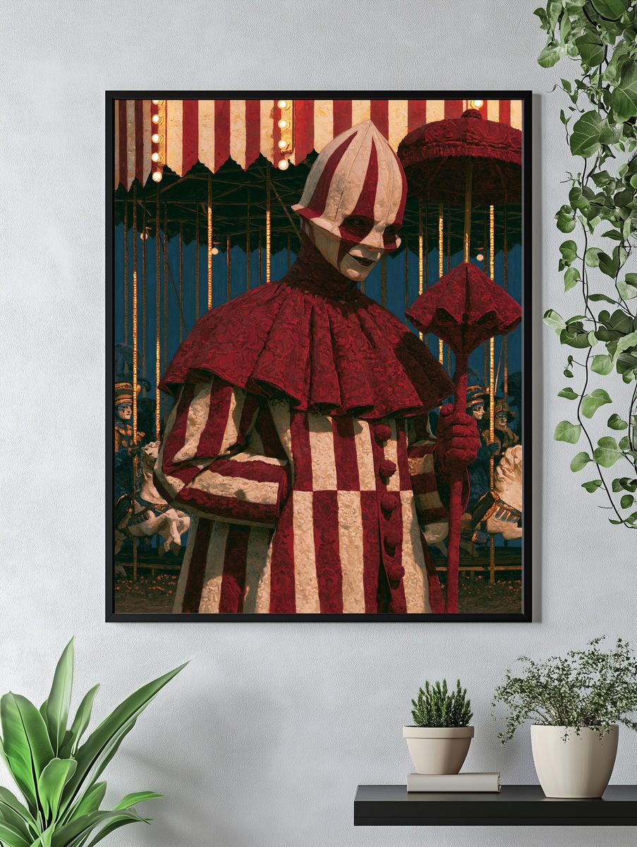 Creepy Carnival Clown Illustration Poster. — room view 4
