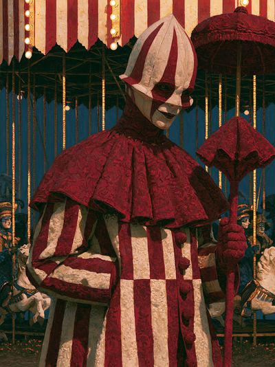 Creepy Carnival Clown Illustration Poster.