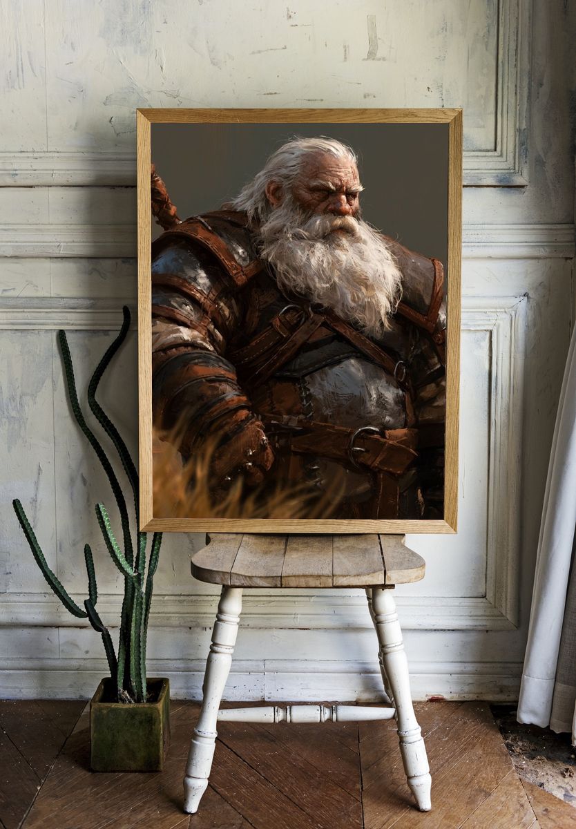 Warrior Dwarf Portrait Print. — room view 1