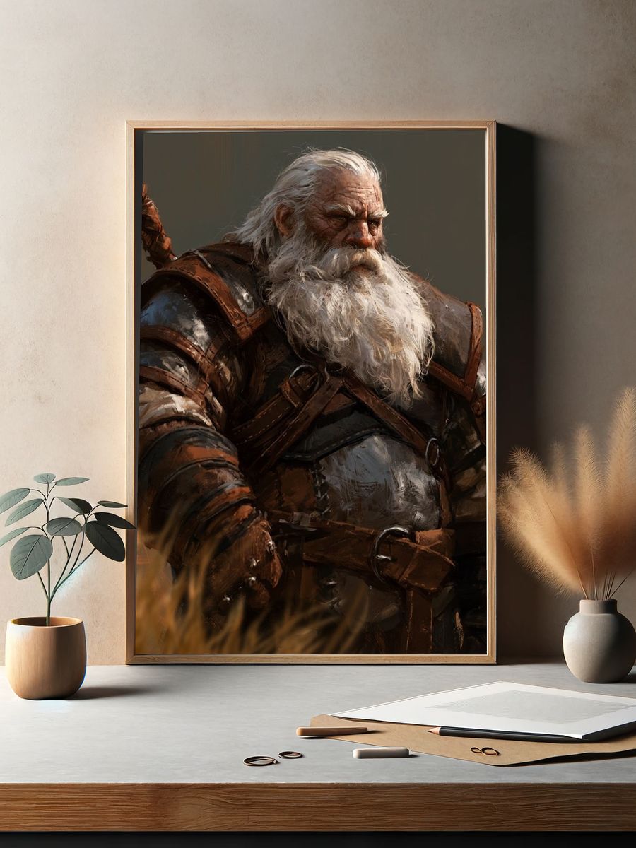 Warrior Dwarf Portrait Print. — room view 2