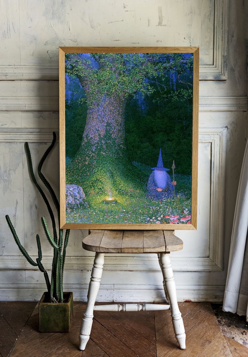 Enchanted Forest Wizard Print. — room view 1