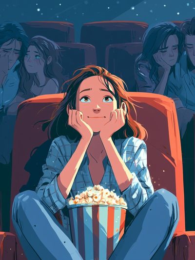 Movie Night Reflection Illustration Poster.
