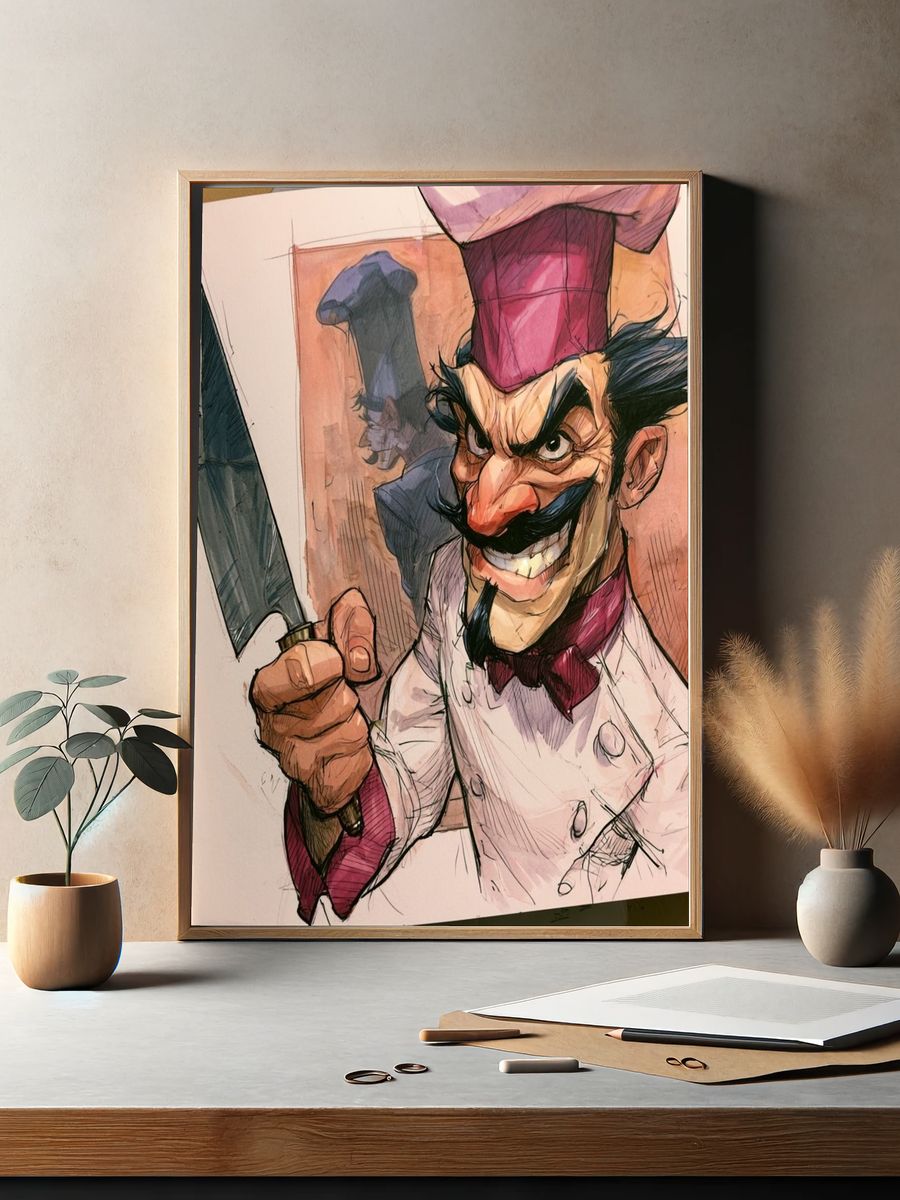 Chef Cartoon Illustration Poster. — room view 2