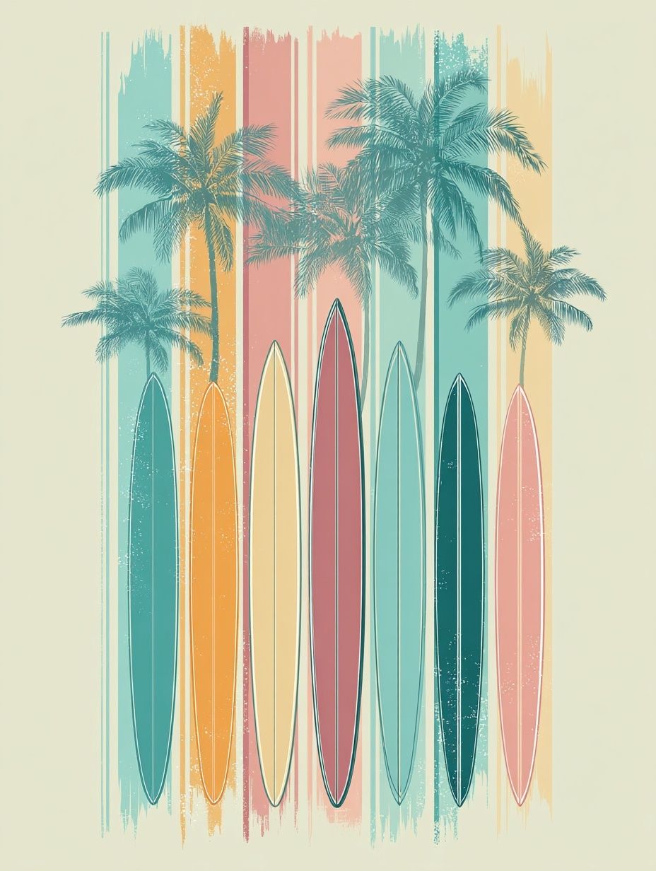 Tropical Surfboards Illustration Poster. poster detail
