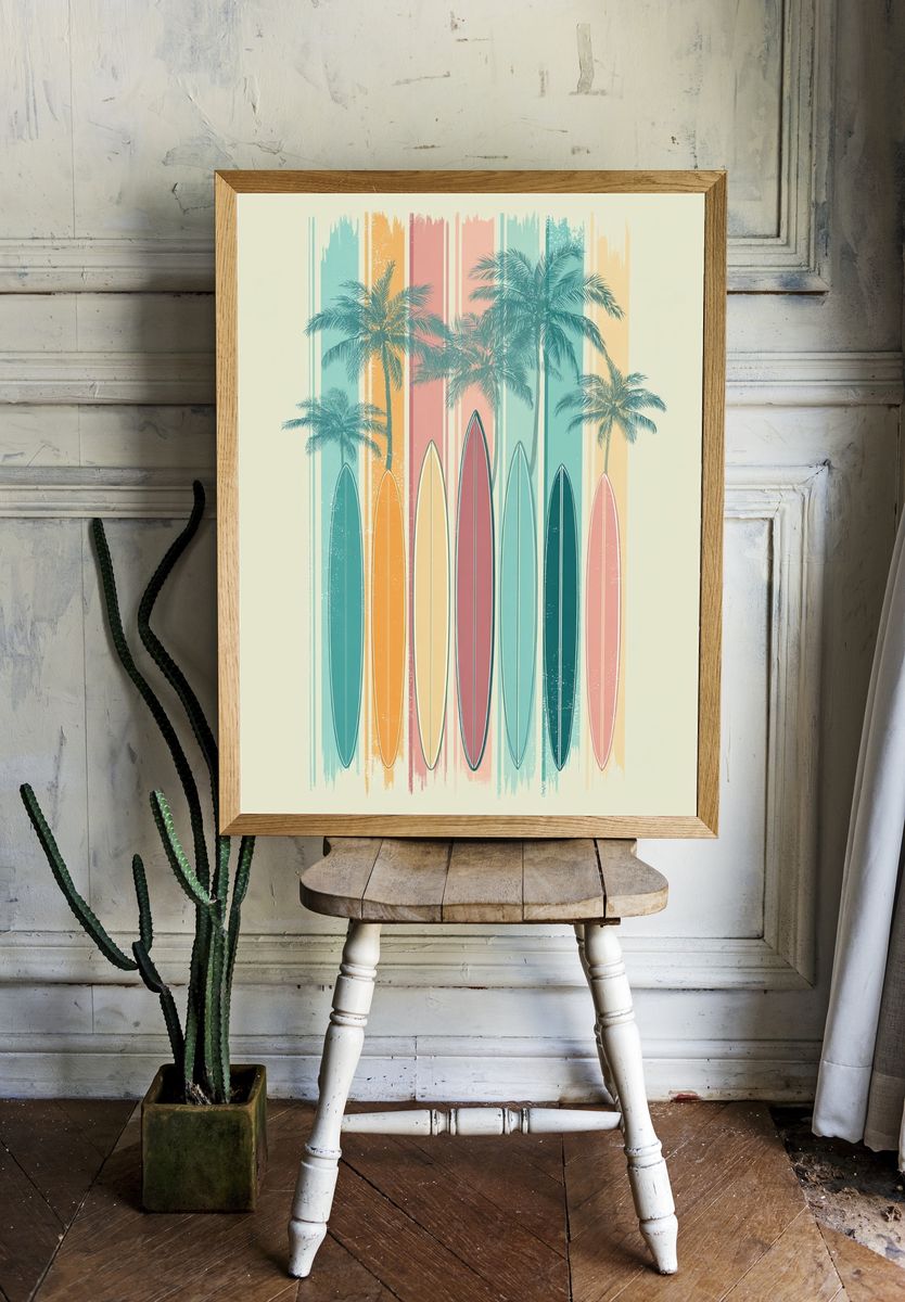 Tropical Surfboards Illustration Poster. room preview