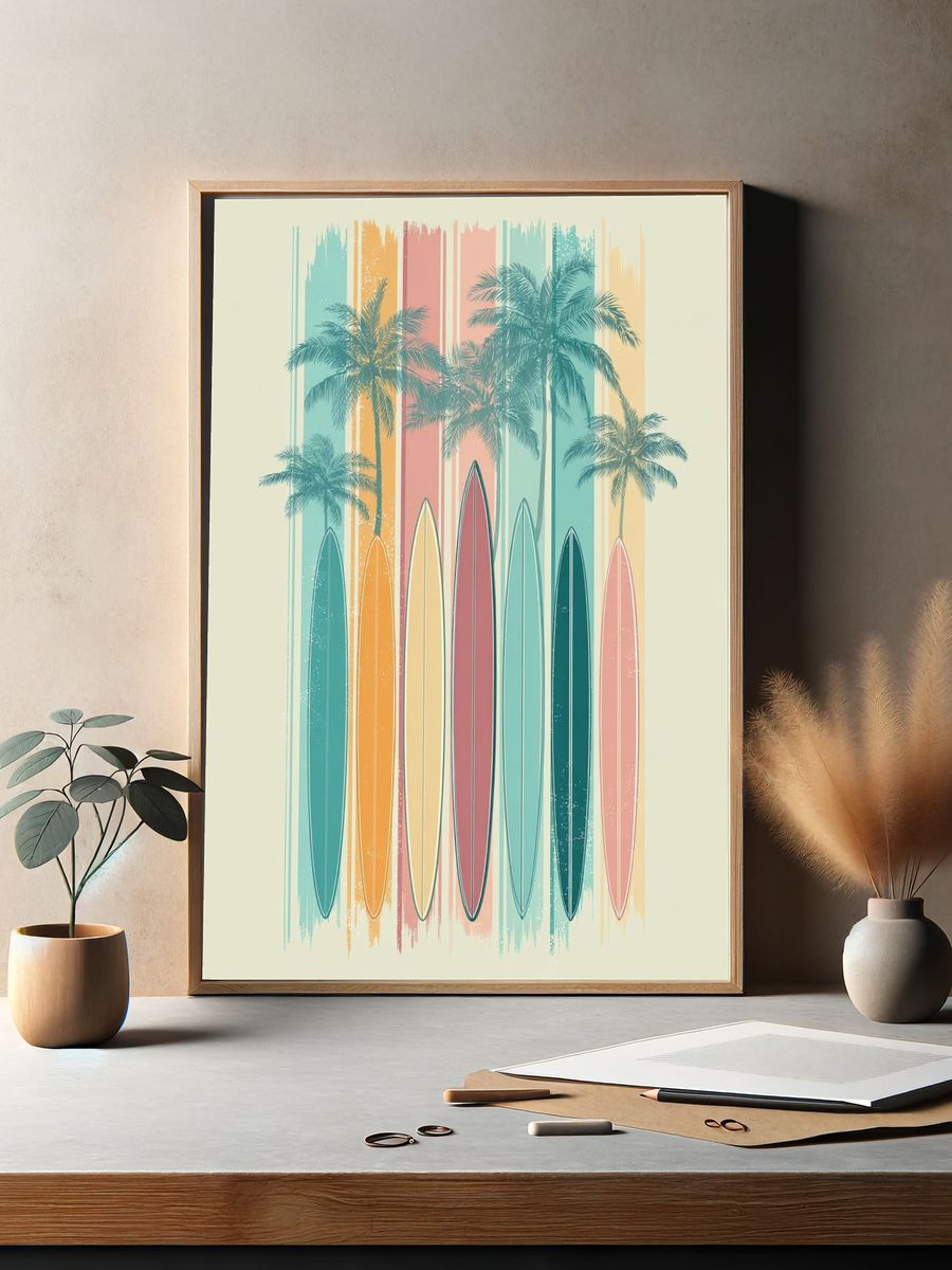 Tropical Surfboards Illustration Poster. — room view 2