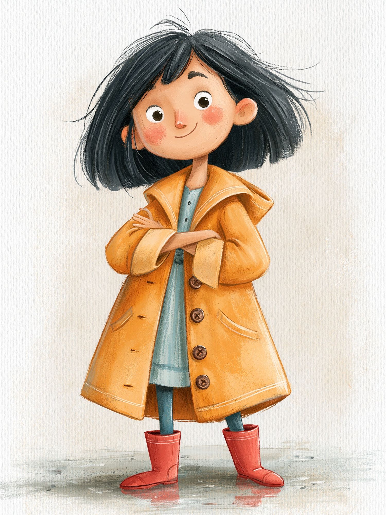 Girl in Yellow Raincoat Illustration Poster. poster — illustration art
