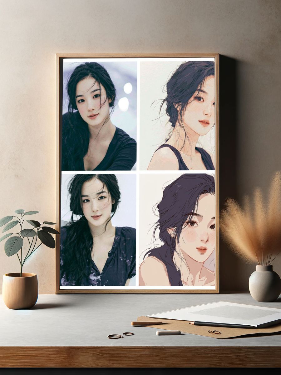 Elegant Woman Portrait Illustration Poster. — room view 2