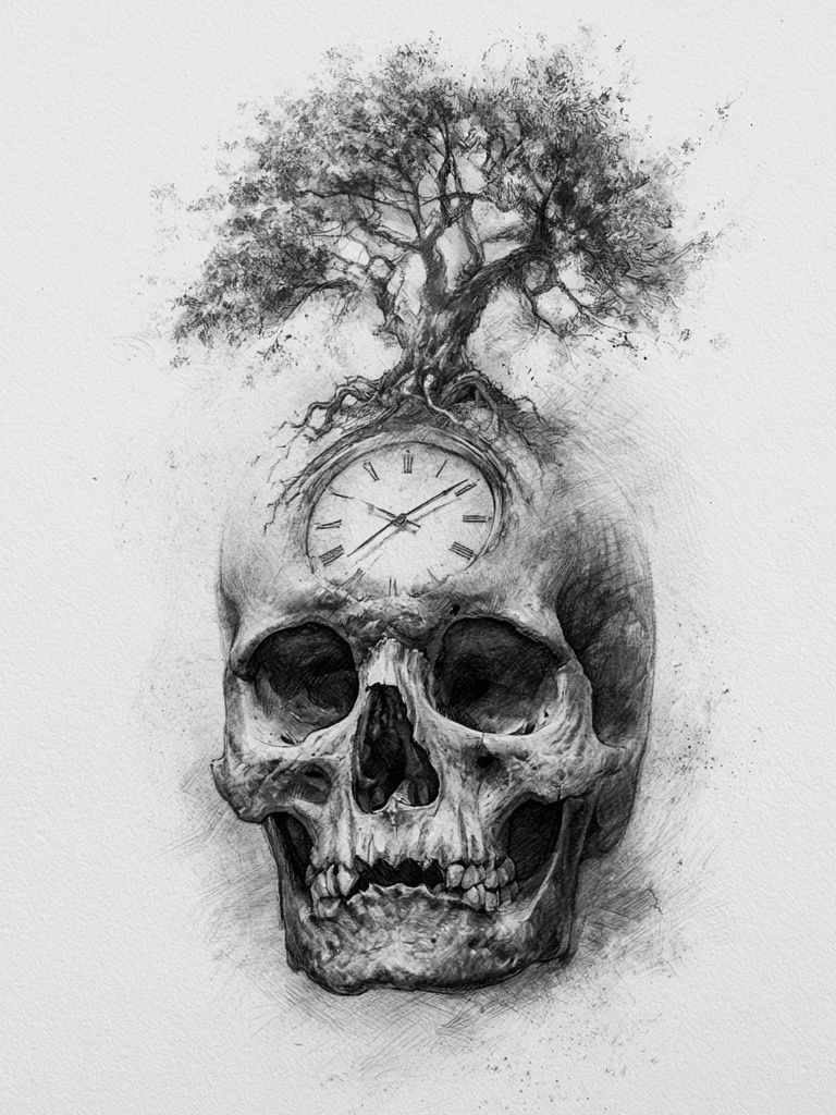 Tree Skull Surrealism Print. poster detail