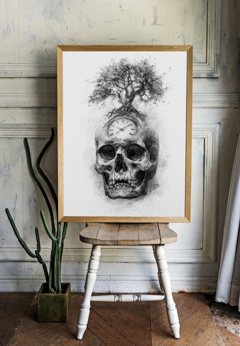 Tree Skull Surrealism Print. — room view 1