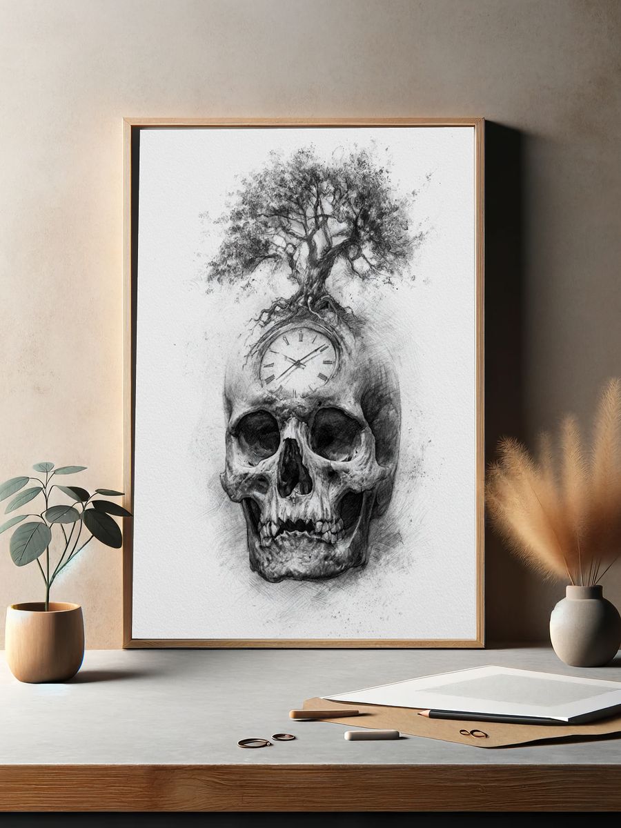 Tree Skull Surrealism Print. — room view 2