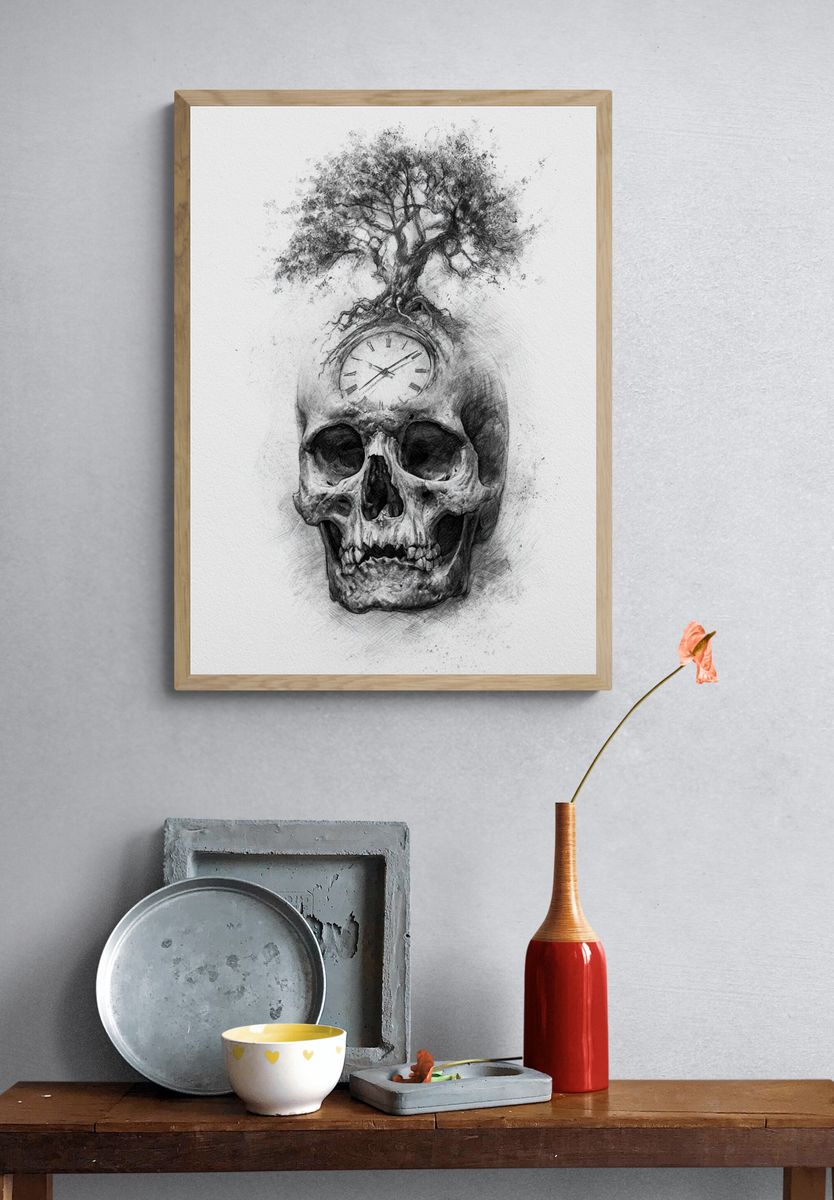 Tree Skull Surrealism Print. — room view 3