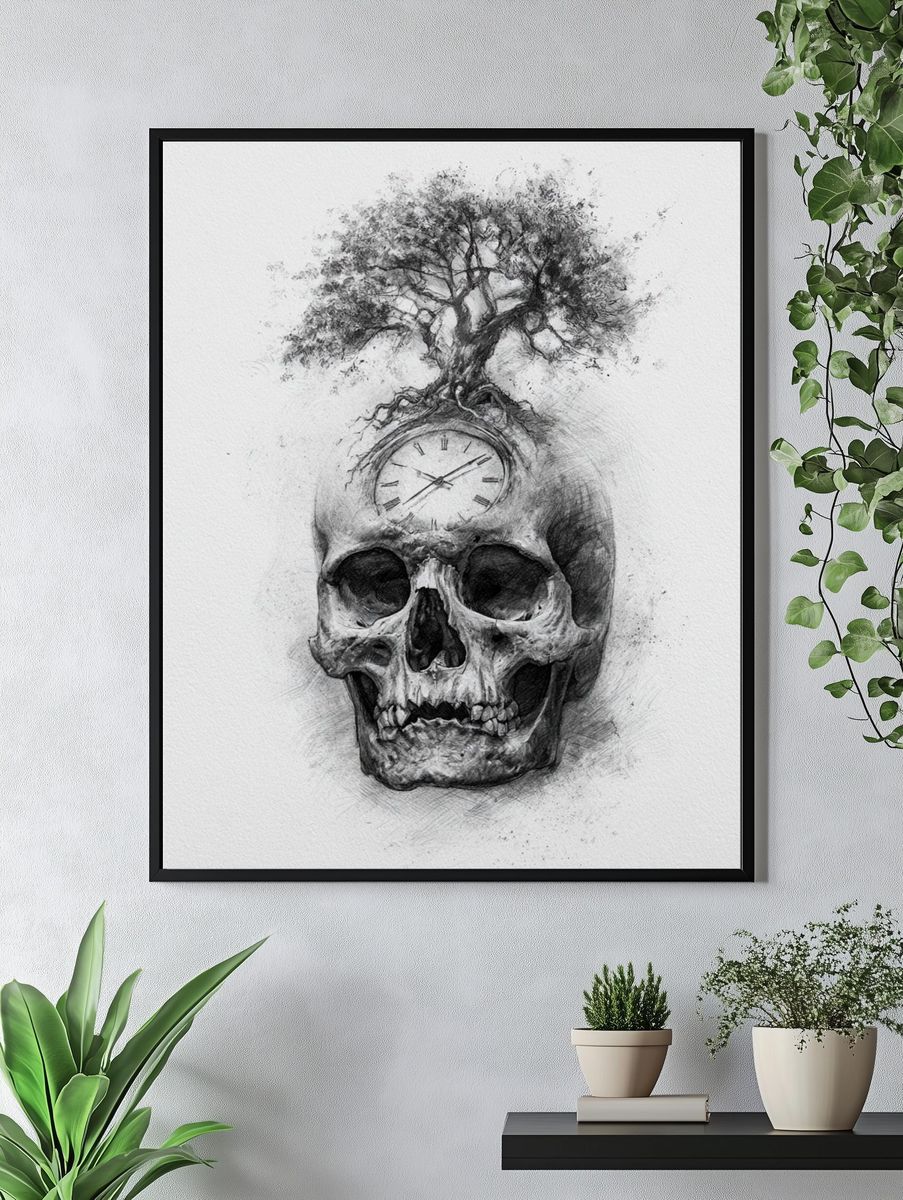 Tree Skull Surrealism Print. — room view 4