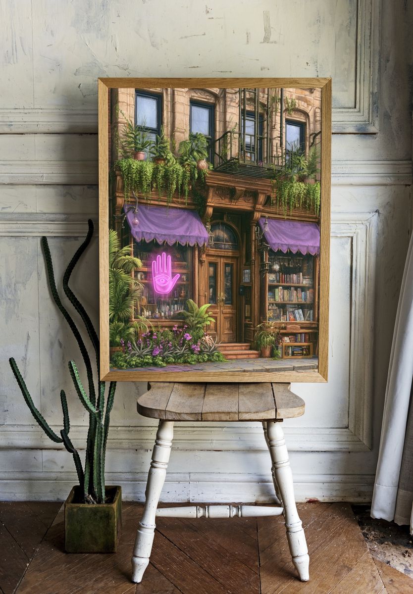 Enchanted Bookshop Facade Print. room preview