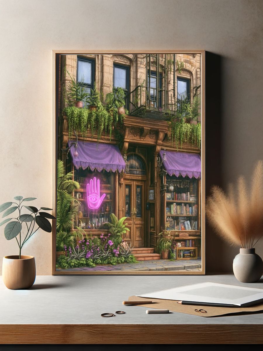 Enchanted Bookshop Facade Print. — room view 2